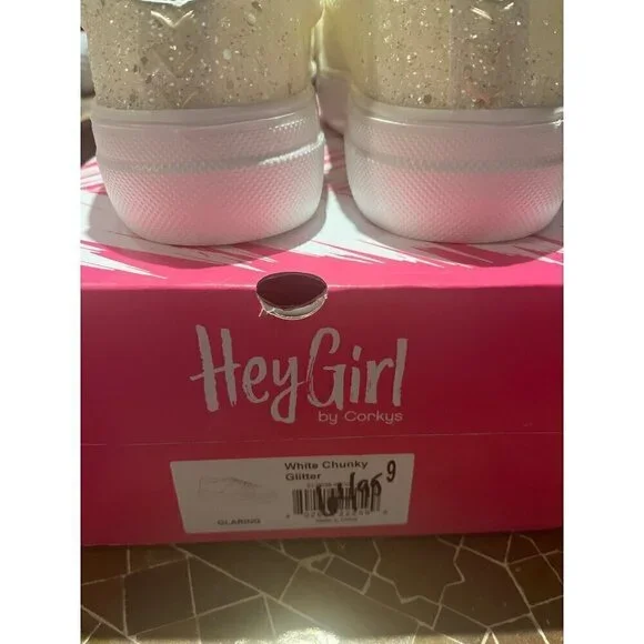 nwt hey girl by corkys white sparkling tennis shoe in box - Picture 8 of 10